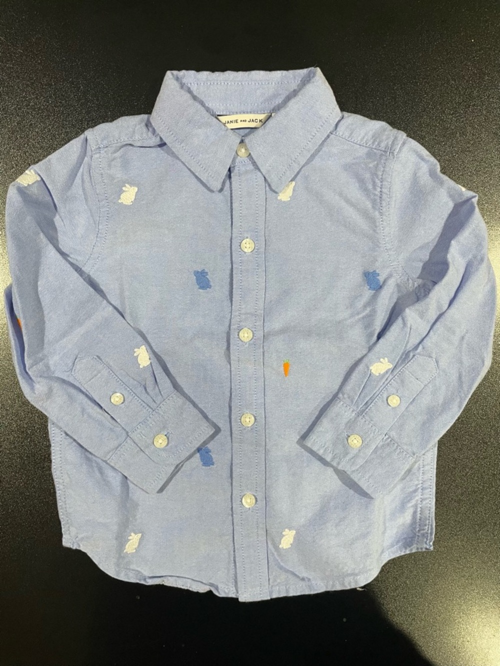 Janie and Jack Embroidered Bunny Oxford Shirt 18-24 mo. 🐰 🥕